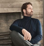 Olymp black turtleneck sweater in extra fine merino wool