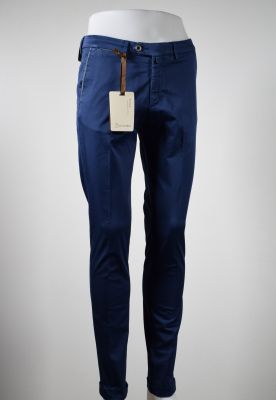 Dark blue slim fit cotton stretch trousers