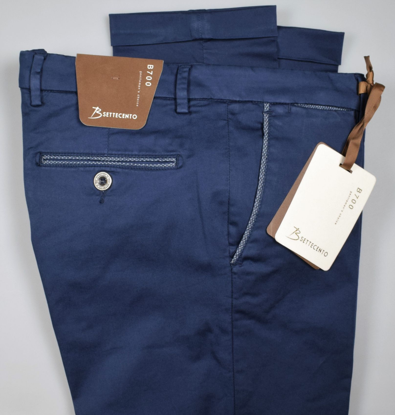 Pantalone moda uomo bsettecento blu scuro slim fit cotone stretch Negozio online abbigliamento maschile italiano