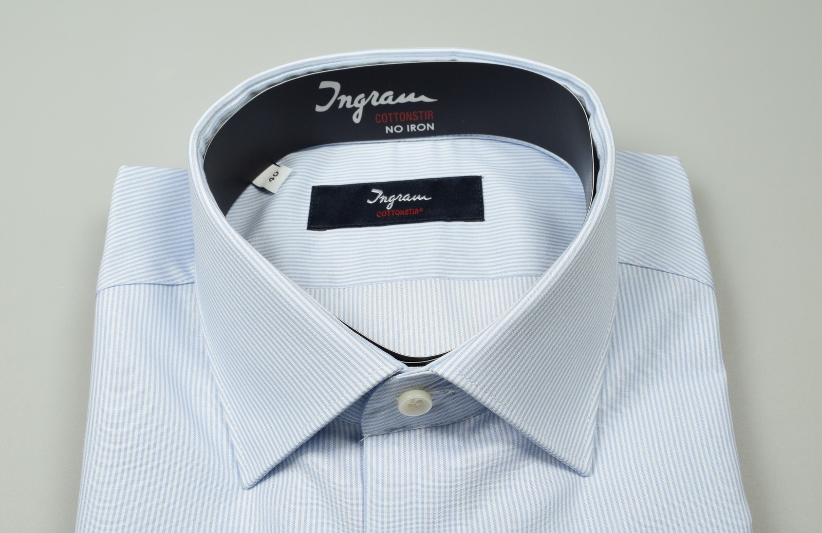 Camicia ingram slim fit mille righe celeste cotone no stiro