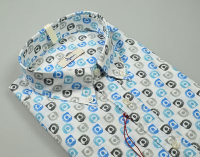Camicia in cotone stampato ingram collo button down regular fit 