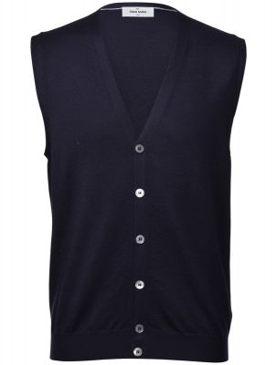 Gran sasso vest with navy blue merino wool buttons