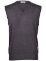 Vest with neckline v grey anthracite gran sasso wool merinos