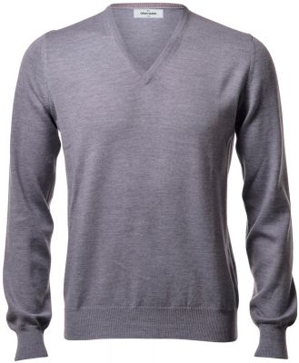 Pullover v neckline gran sasso grey slim fit wool merinos