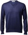 Pullover v neckline gran sasso blue denim slim fit wool merinos