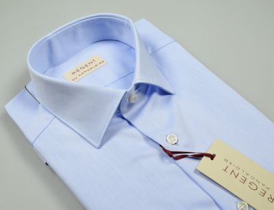 Regular fit twill cotton pancaldi light blue shirt