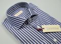 Blue slim fit shirt with wide stripes pure cotton pancaldi