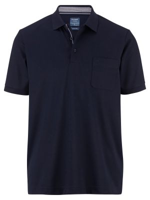 Polo blu olymp in misto cotone jersey modern fit