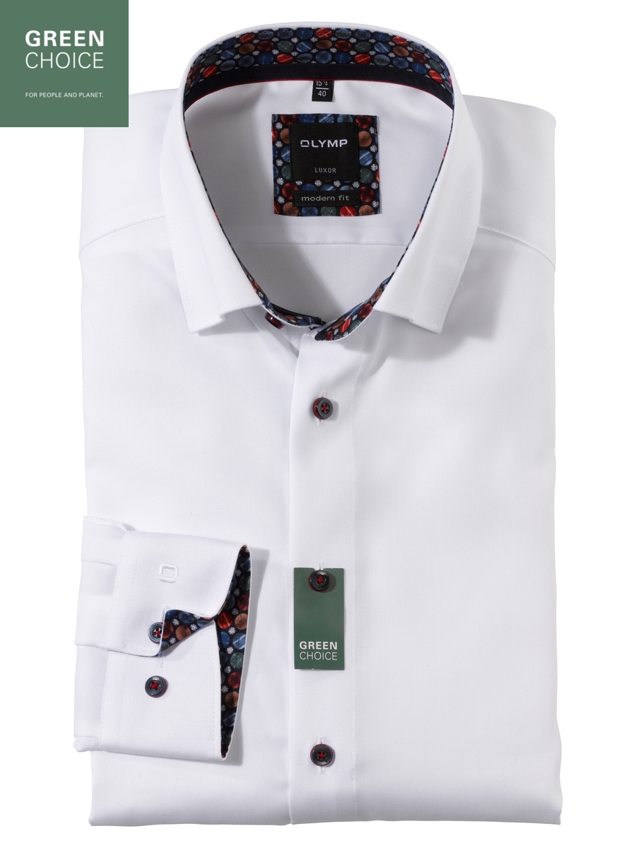 OLYMP Camicia Uomo Maniche Lunghe Luxor, Finta Tinta Unita, Modern Fit 465, Colletto New Kent, Cotone