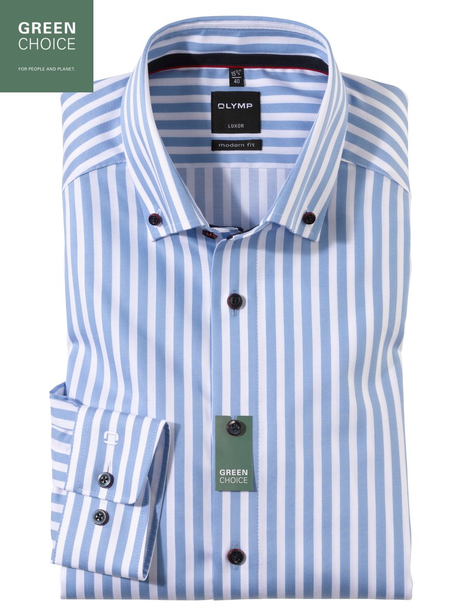 Olymp Camicia button down olymp modern fit a righe celeste