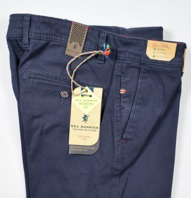 Pantalone modern fit blu sea barrier cotone stretch operato