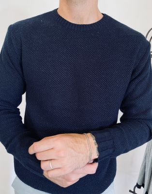 Manuel garcia crew-neck sweater blue wool blend
