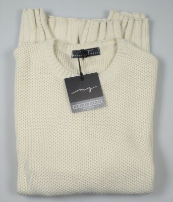 Crew-neck sweater manuel garcia ecru mixed wool