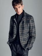 Grey plaid digel slim fit jersey jacket