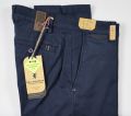 Blue sea barrier trousers in modern fit stretch satin cotton