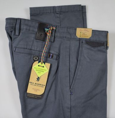 Dark grey sea barrier trousers in modern fit stretch satin cotton