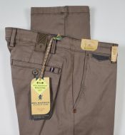 Brown sea barrier trousers in stretch cotton satin modern fit