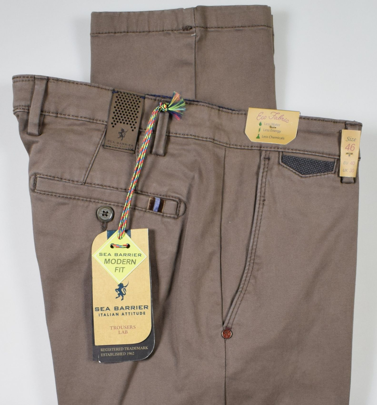 Sea Barrier Pants Brown Stretch Cotton - Online Store Men
