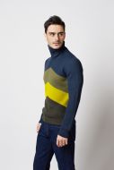 Gran sasso blue merino wool turtleneck with pattern