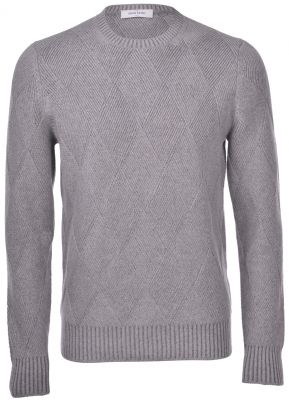 Round neck gray gran sasso mixed cashmere vanisè diamond processing