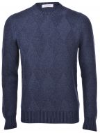 Round neck blue gran sasso mixed cashmere vanisè diamond processing