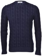 Maglione gran sasso blu a trecce misto cashmere 