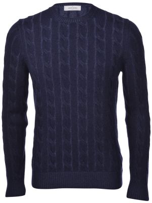 Blue gran sasso braided sweater mixed cashmere 