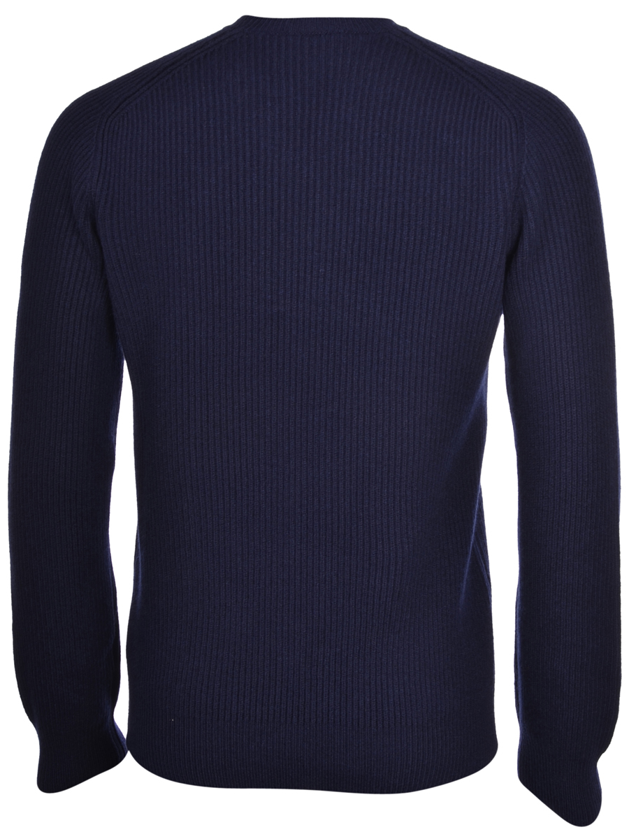 Blue crew-neck sweater gran sasso wool cashmere knitted