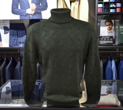 Turtleneck gran sasso green merino wool vintage