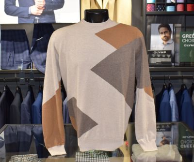 Sweater cavalieri mixed cashmere choker modern fit beige inlay