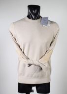 Beige crew-neck with eco-leather patches