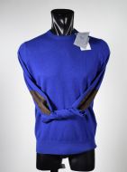 Blue crew-neck with eco-leather patches
