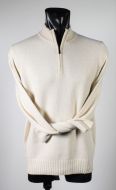 Sweater beige with zip cashmere wool and classic fit silk