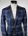 Blue digel checked jacket in modern fit unlined jersey