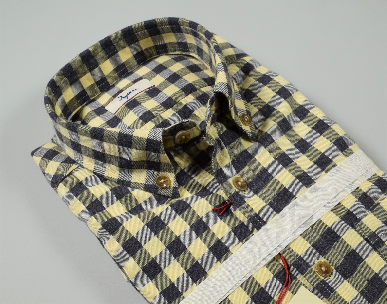 Camicia gialla a quadri sale