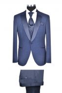 Blue baggi slim fit tuxedo with lance chest