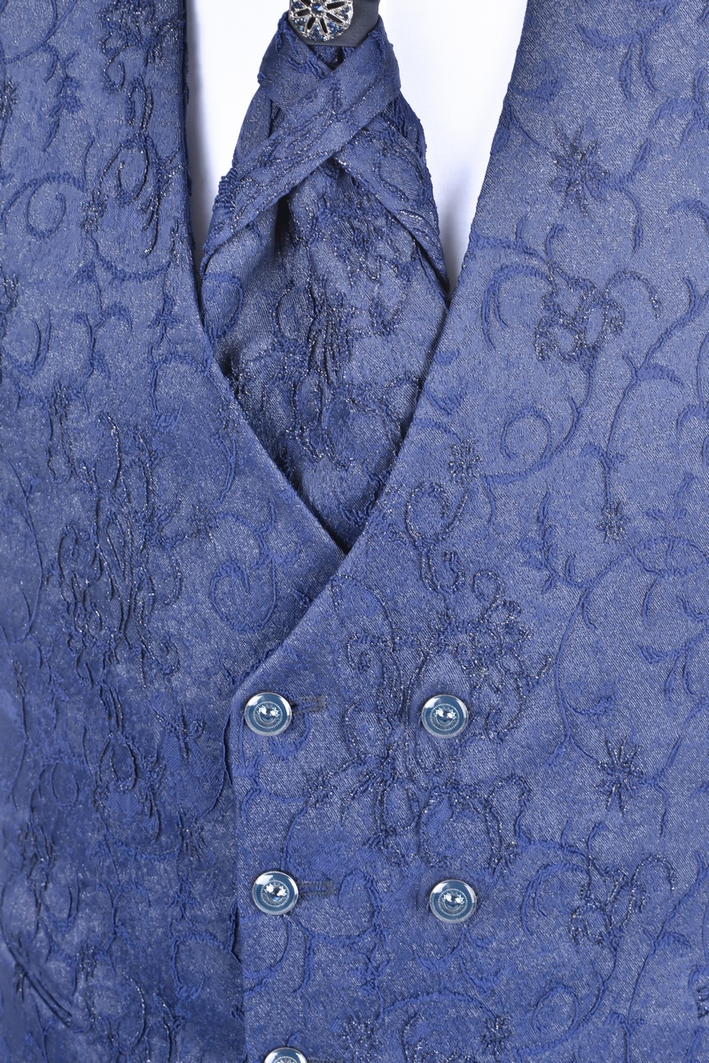 Abito da sposo Baggi Blu Damascato collo Coreano - Abbigliamento Maschile  Elegante Saldi