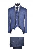 Abito da sposo baggi damascato blu slim fit