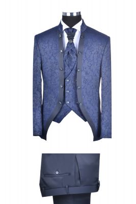 Groom dress baggi damask blue slim fit