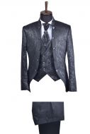 Abito da sposo baggi damascato nero slim fit