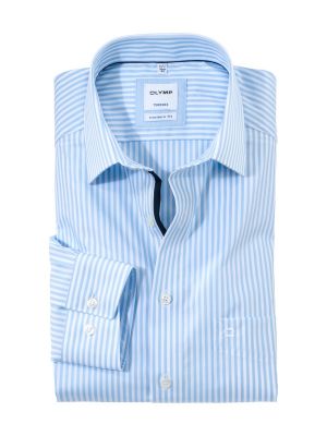 Striped shirt light blue olymp modern fit cotton easy ironing