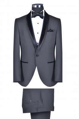 Black baggi slim fit tuxedo with velvet shawl chest