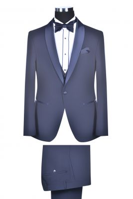 Elegant baggi blue slim fit tuxedo with waistcoat and bow tie