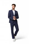 Men's fashion dress slim fit digel navy blue mixed bi-stretch wool
