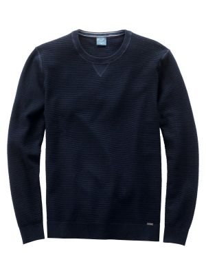 Olymp blue crew-neck sweater in organic cotton modern fit