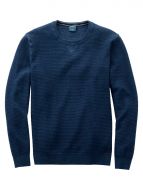 Olymp navy blue crew-neck sweater in modern fit organic cotton