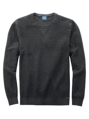 Olymp anthracite grey crew-neck sweater in bio modern fit cotton