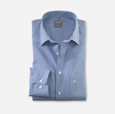 Camicia olymp comfort fit a righe azzurro con taschino