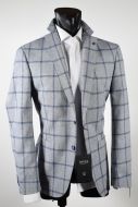 Grey checked digel jacket cotton and silk unlined 