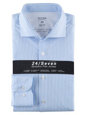 Slim fit olymp shirt in light blue striped jersey